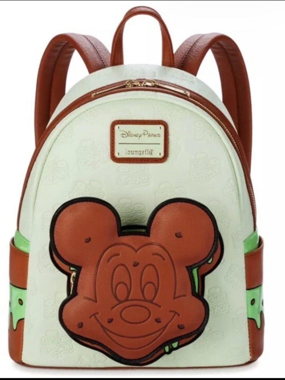 Loungefly Cream, Brown & Green Mickey Ice Cream Sandwich Mini Backpack